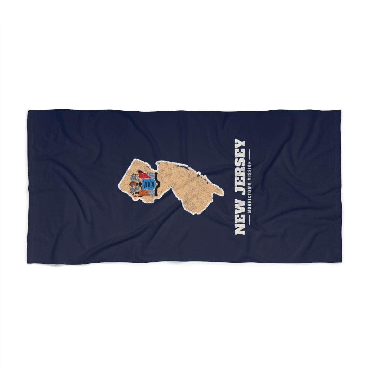 New Jersey Morristown Mission flag map beach towel by Weak Things view 2