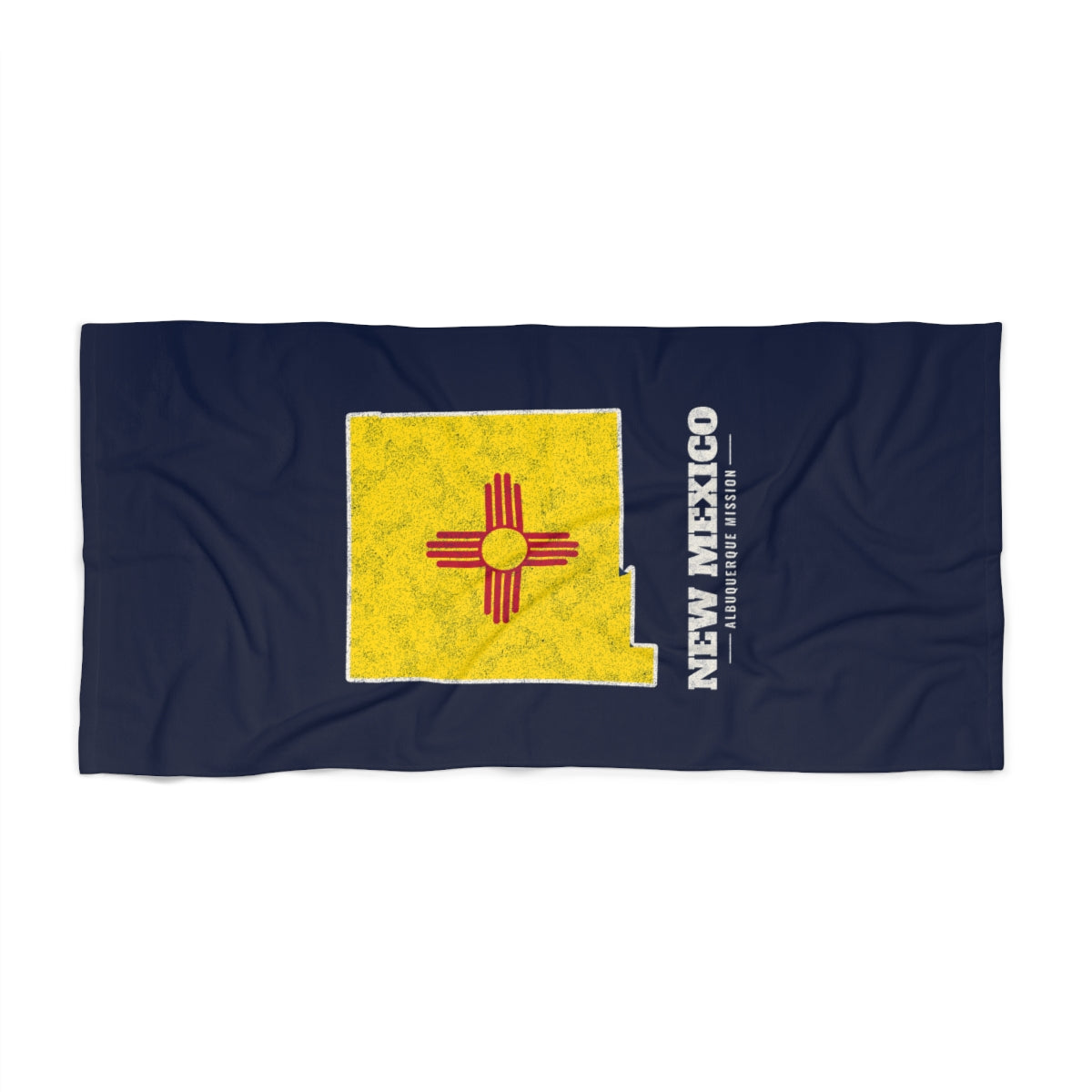 New Mexico Albuquerque Mission flag map beach towel by Weak Things view 2