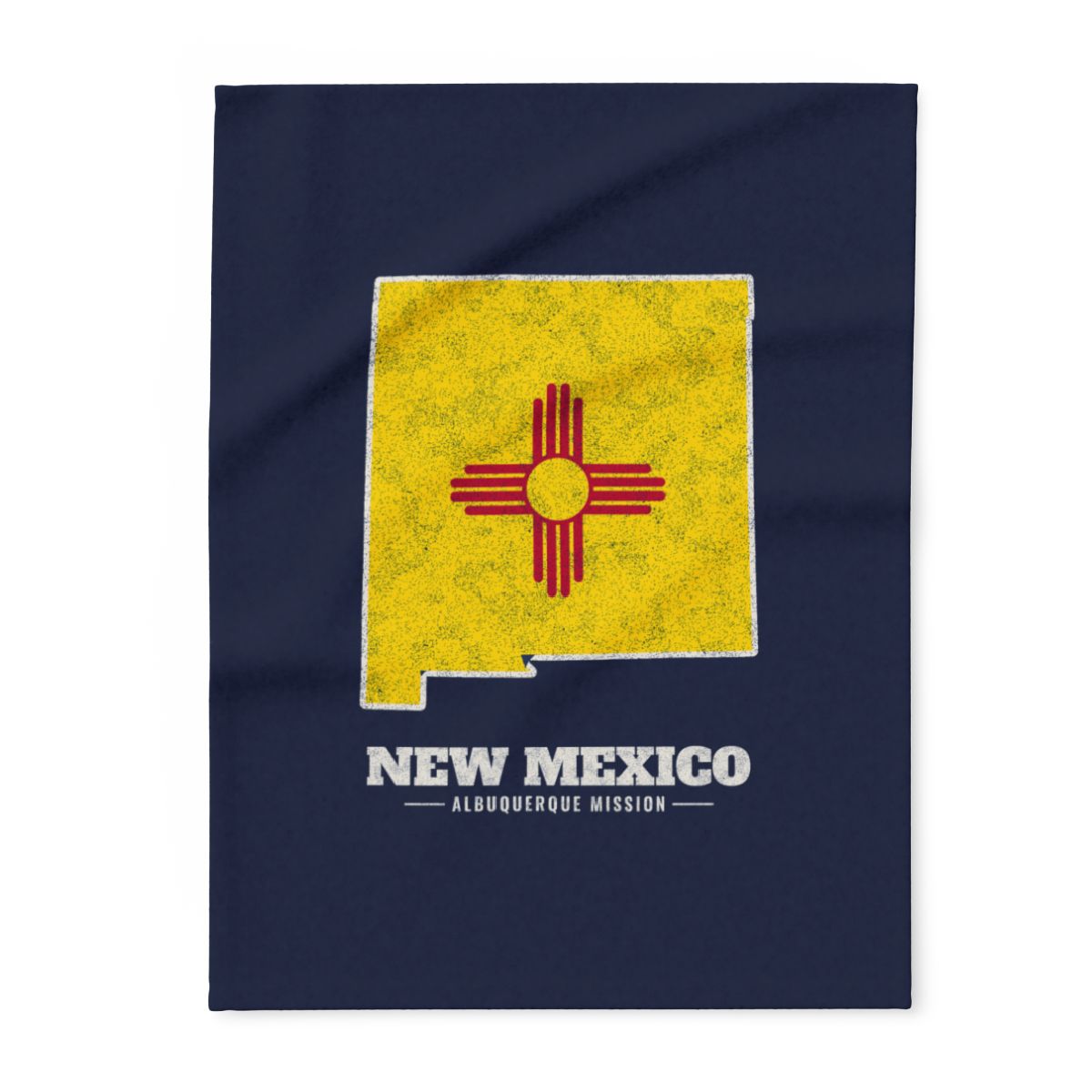 New Mexico Albuquerque Mission flag map fleece blanket by Weak Things