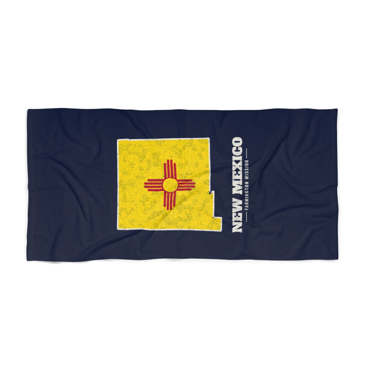 New Mexico Farmington Mission flag map beach towel by Weak Things view 2