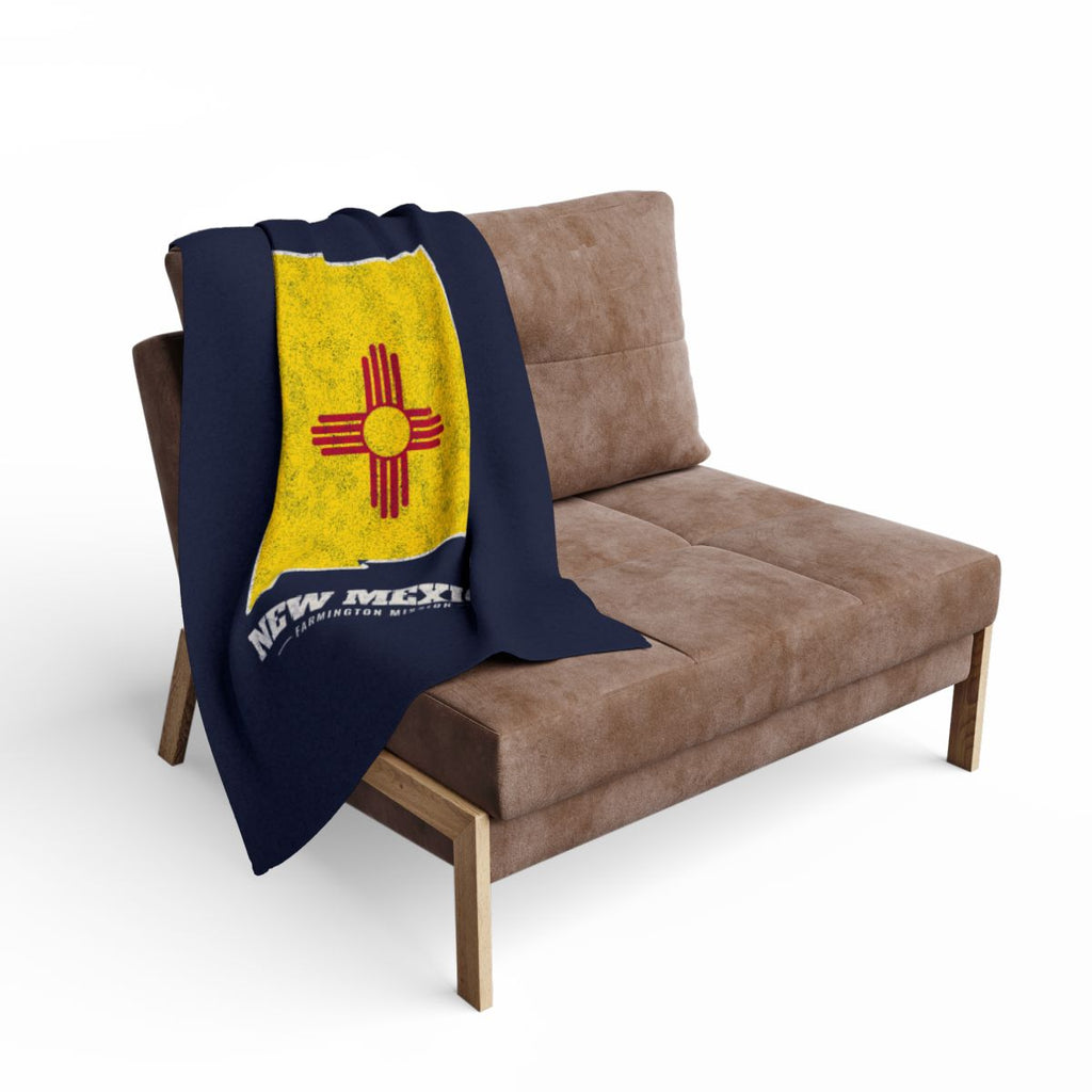 New Mexico Farmington Mission flag map fleece blanket by Weak Things view 2