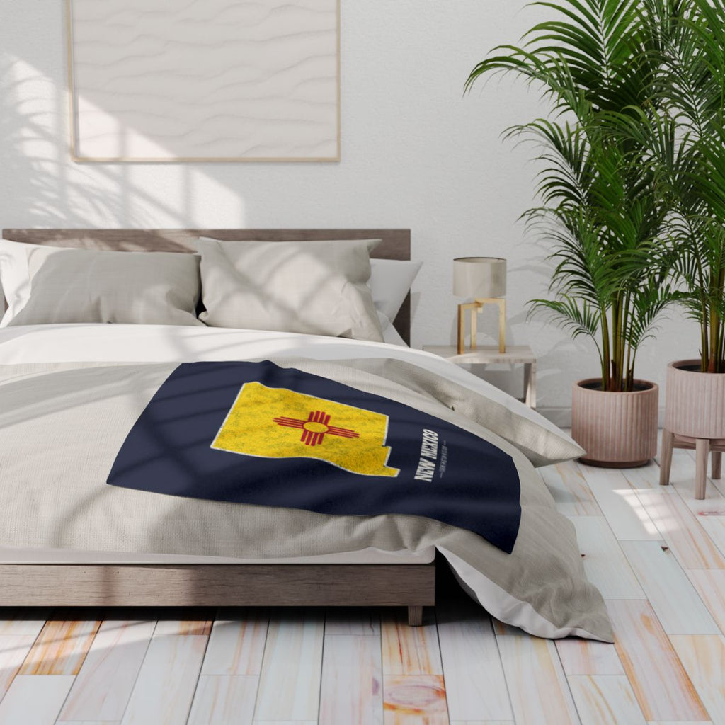 New Mexico Farmington Mission flag map fleece blanket by Weak Things view 3