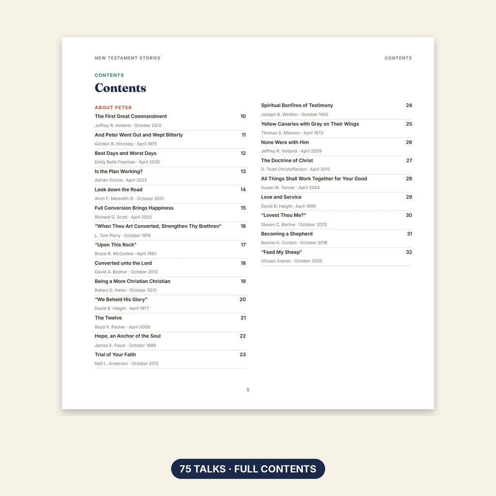 New Testament Stories contents page