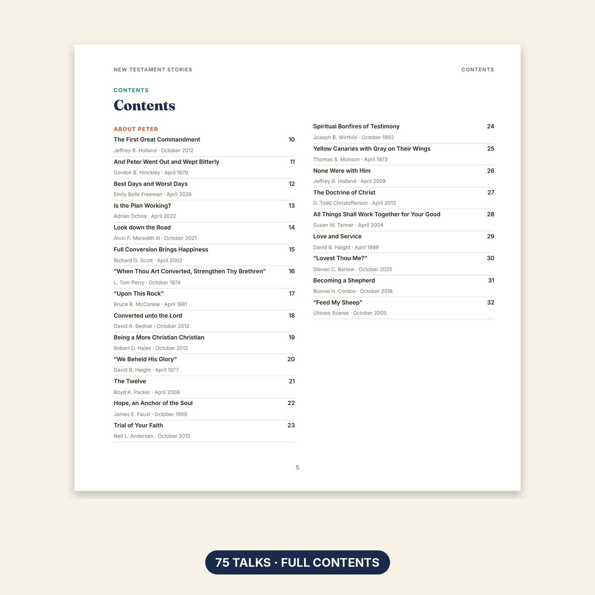 New Testament Stories contents page