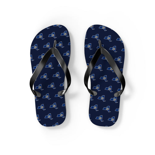 New York Mission flag map flip flops by Weak Things view 2