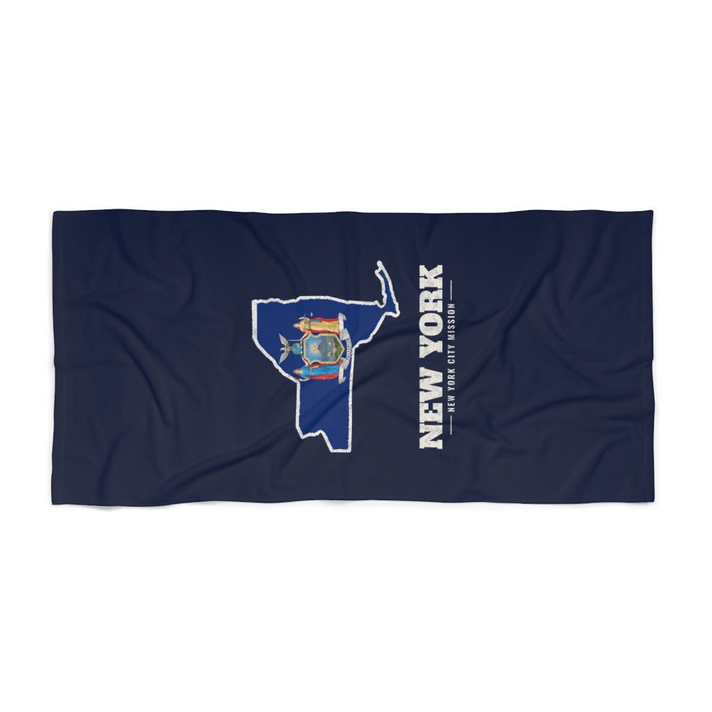 New York New York City Mission flag map beach towel by Weak Things view 2