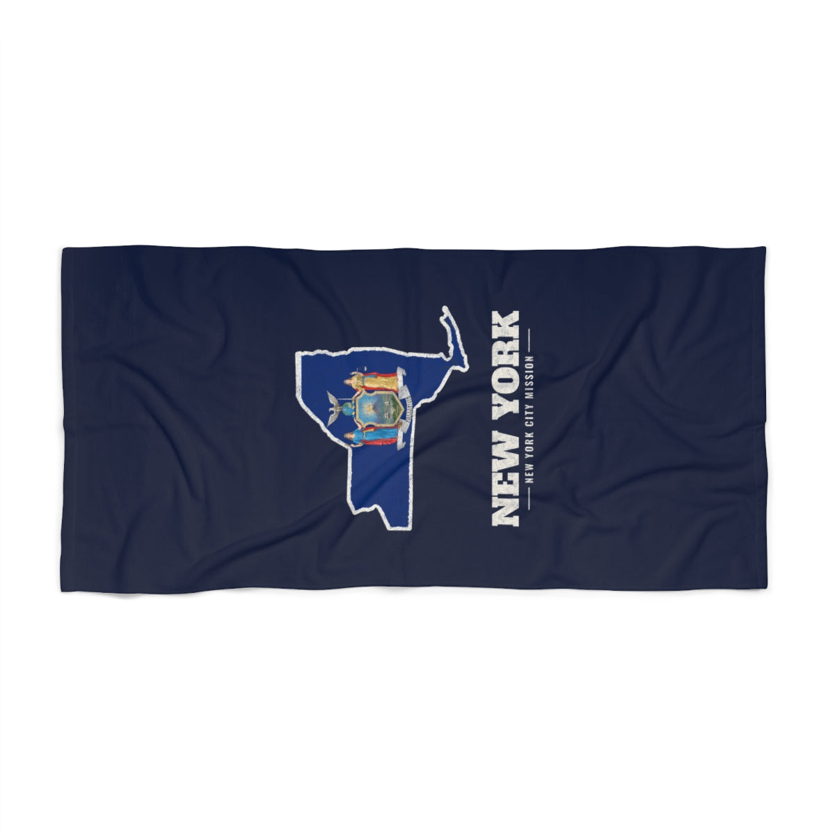 New York New York City Mission flag map beach towel by Weak Things view 2