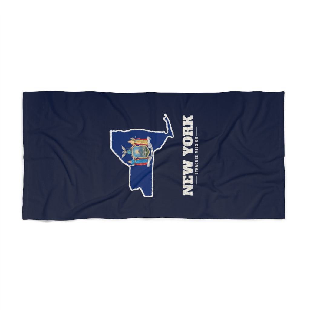 New York Syracuse Mission flag map beach towel by Weak Things view 2