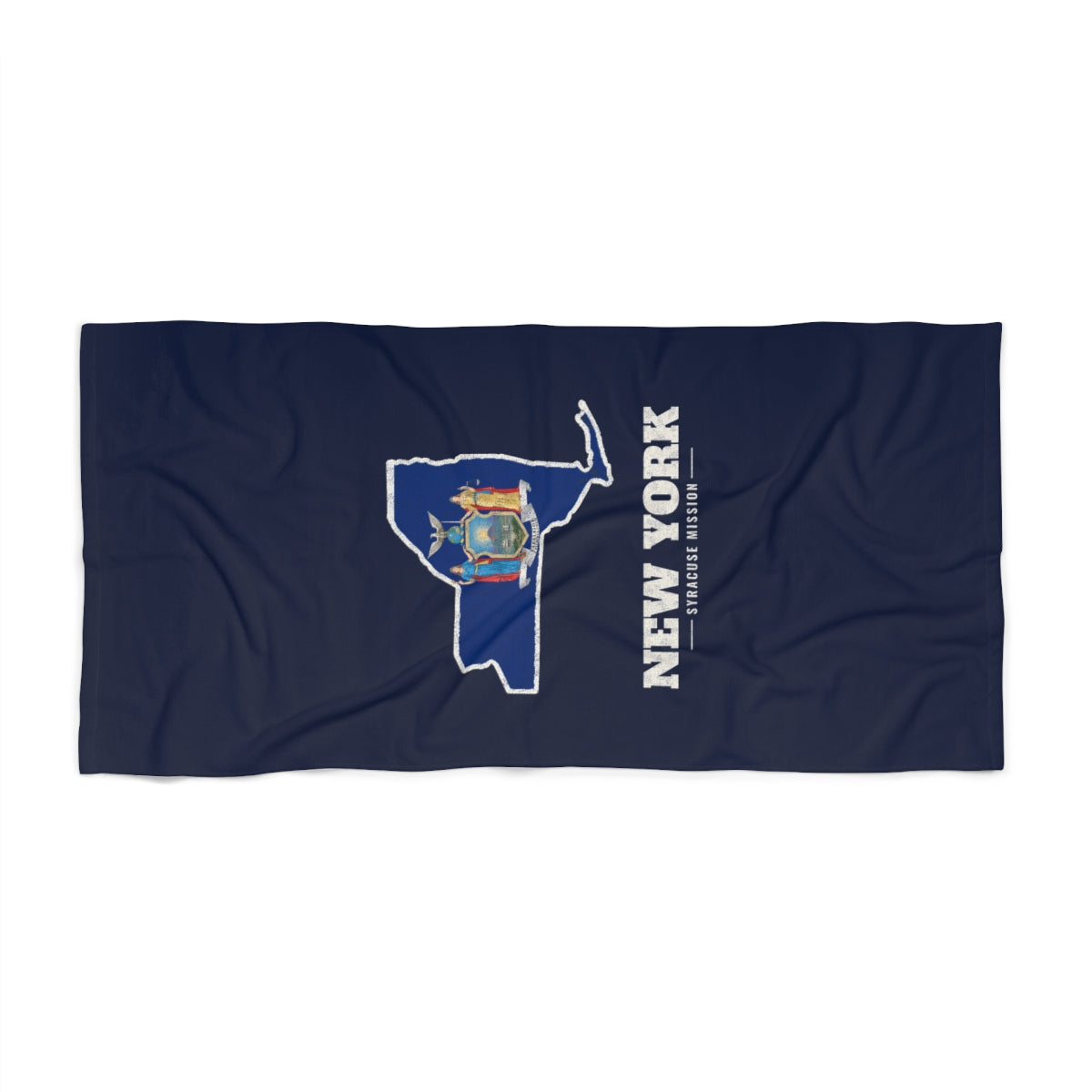 New York Syracuse Mission flag map beach towel by Weak Things view 2