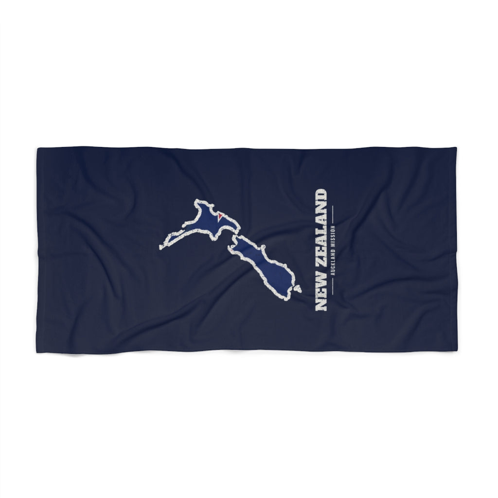 New Zealand Auckland Mission flag map beach towel by Weak Things view 2