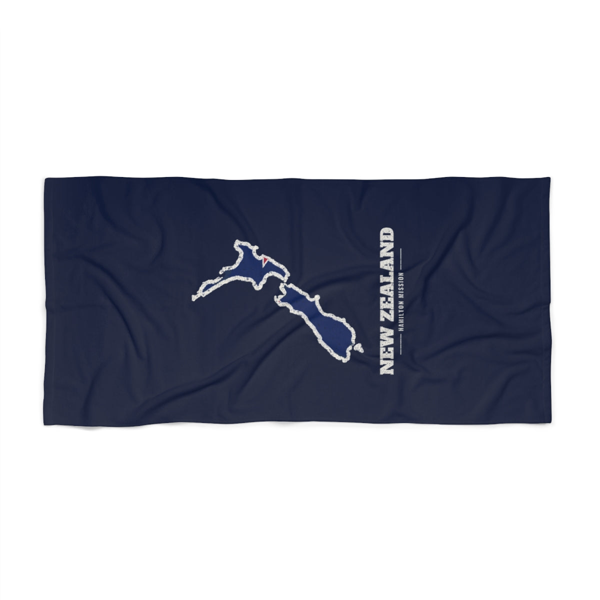 New Zealand Hamilton Mission flag map beach towel by Weak Things view 2