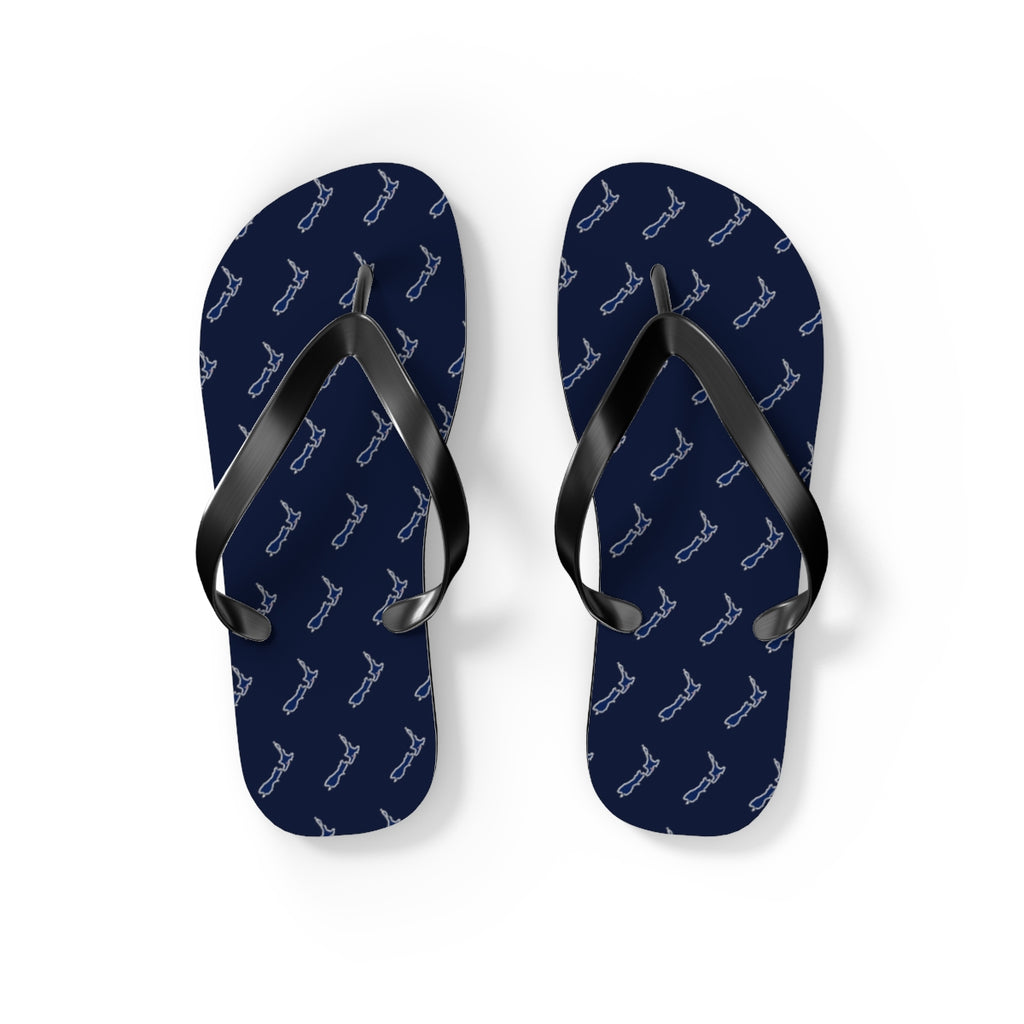 New Zealand Mission flag map flip flops by Weak Things view 2