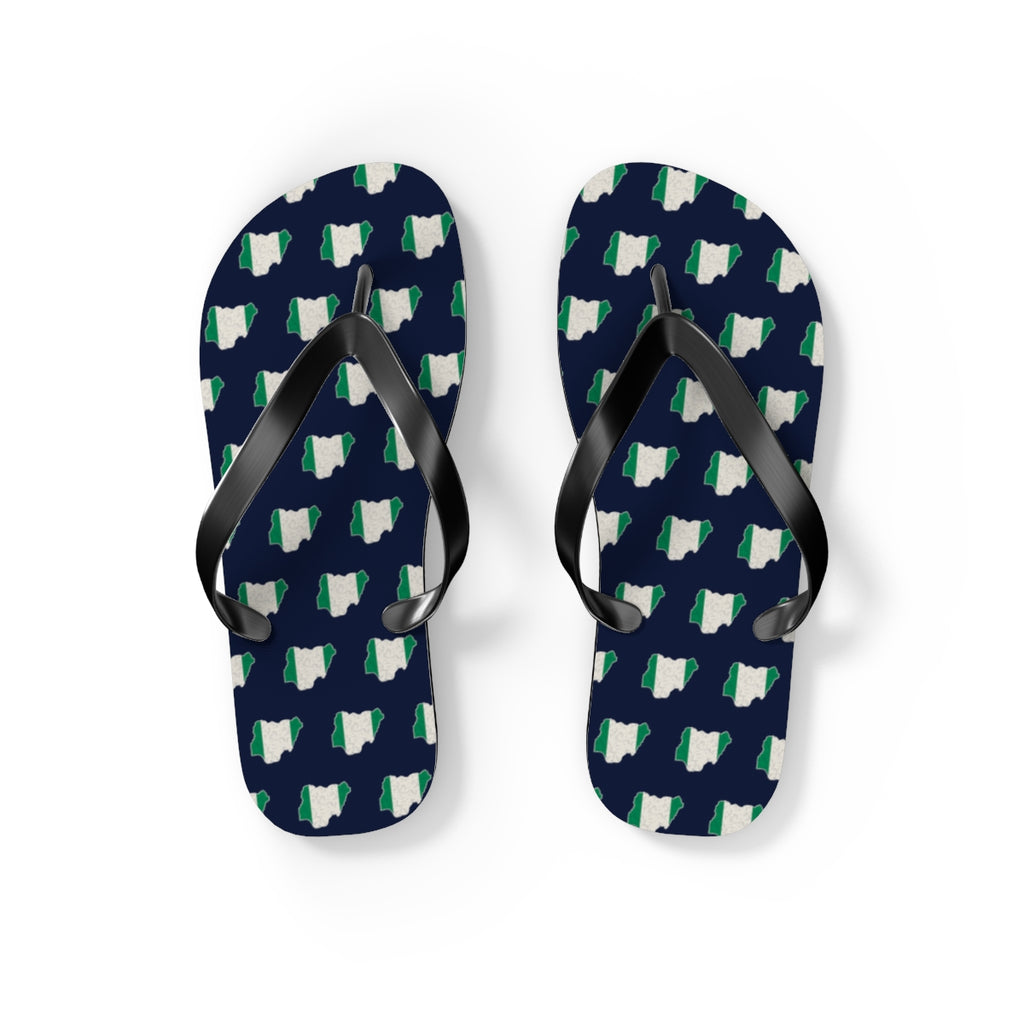 Nigeria Mission flag map flip flops by Weak Things view 2