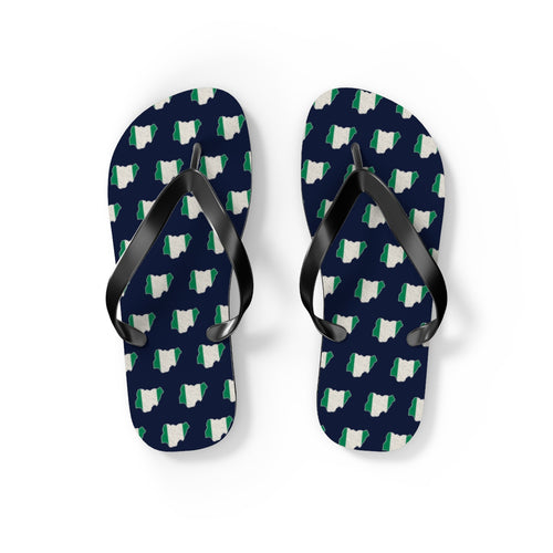 Nigeria Mission flag map flip flops by Weak Things view 2