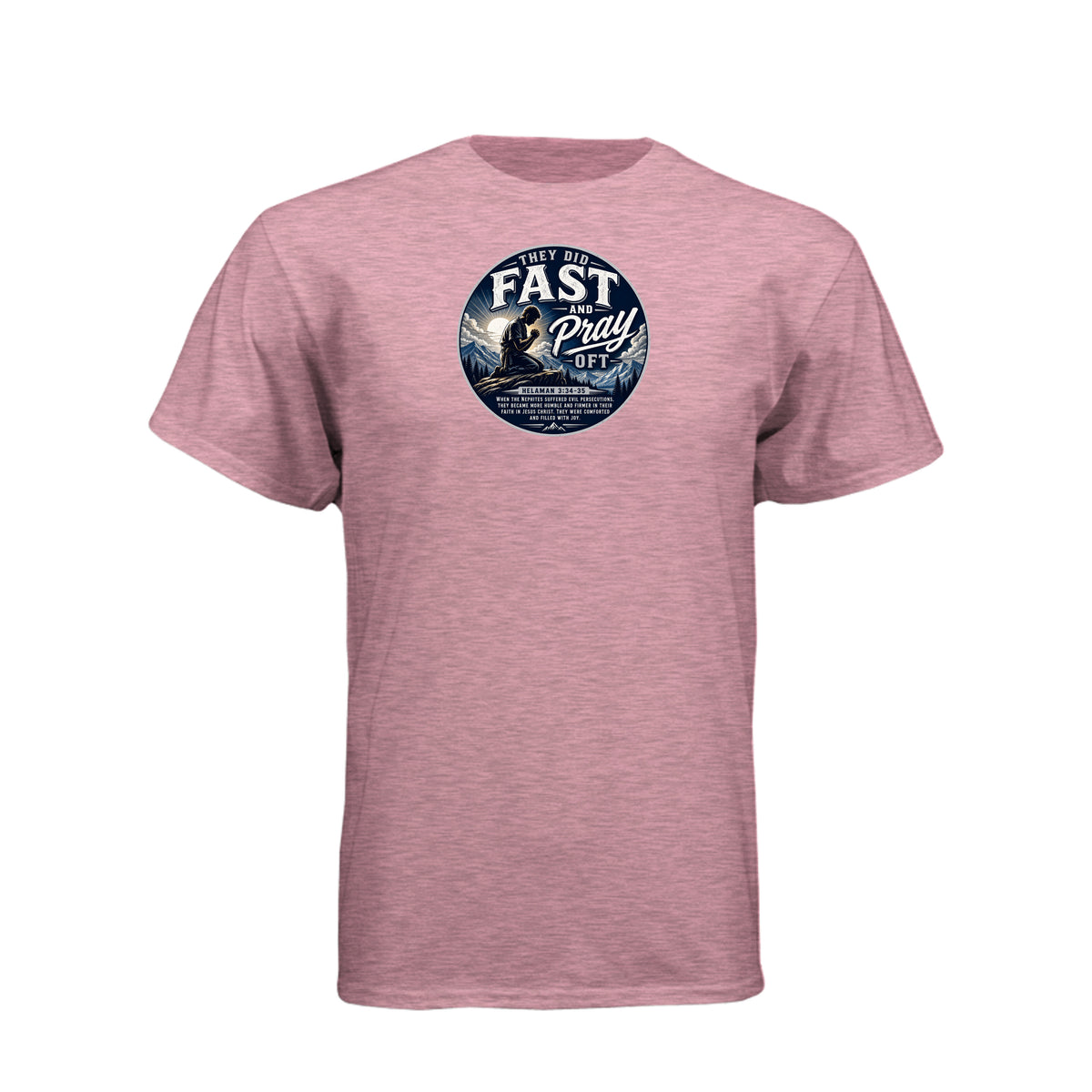 Nephites Did Fast and Pray Oft LDS t-shirt featuring Book of Mormon scripture about fasting and prayer - product view 4