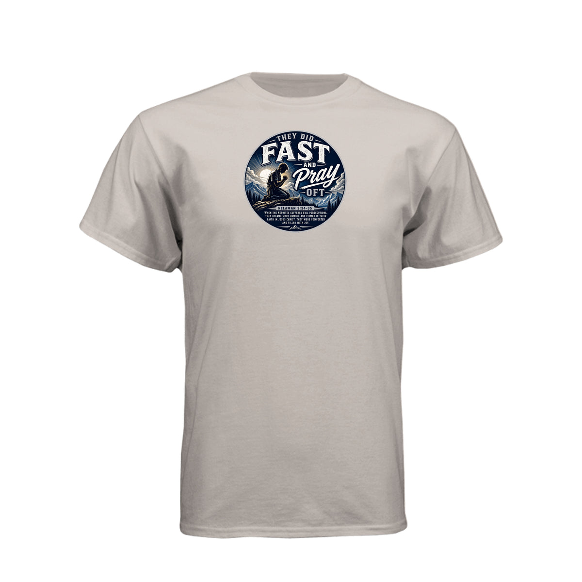 Nephites Did Fast and Pray Oft LDS t-shirt featuring Book of Mormon scripture about fasting and prayer - product view 7