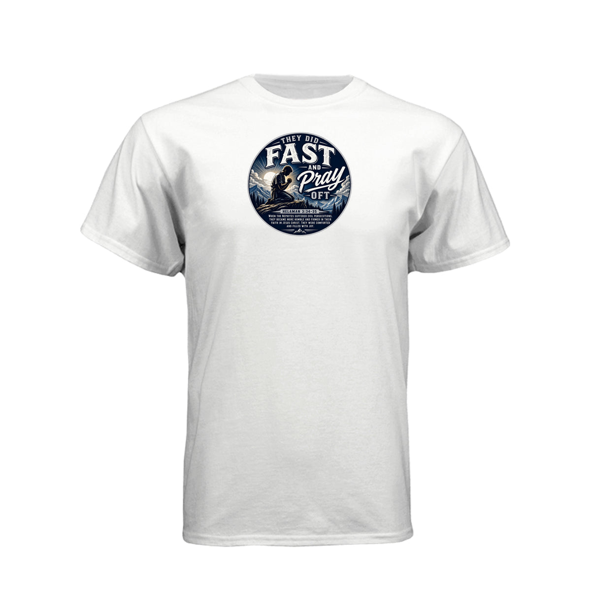 Nephites Did Fast and Pray Oft LDS t-shirt featuring Book of Mormon scripture about fasting and prayer - product view 9