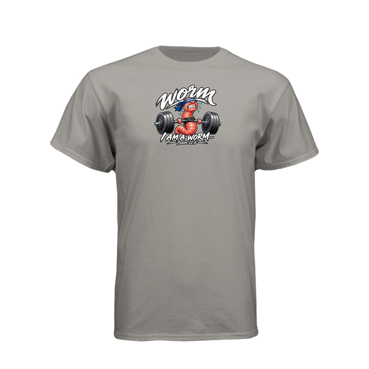 David I Am Not A Worm LDS t-shirt featuring biblical psalm about identity and worth in God