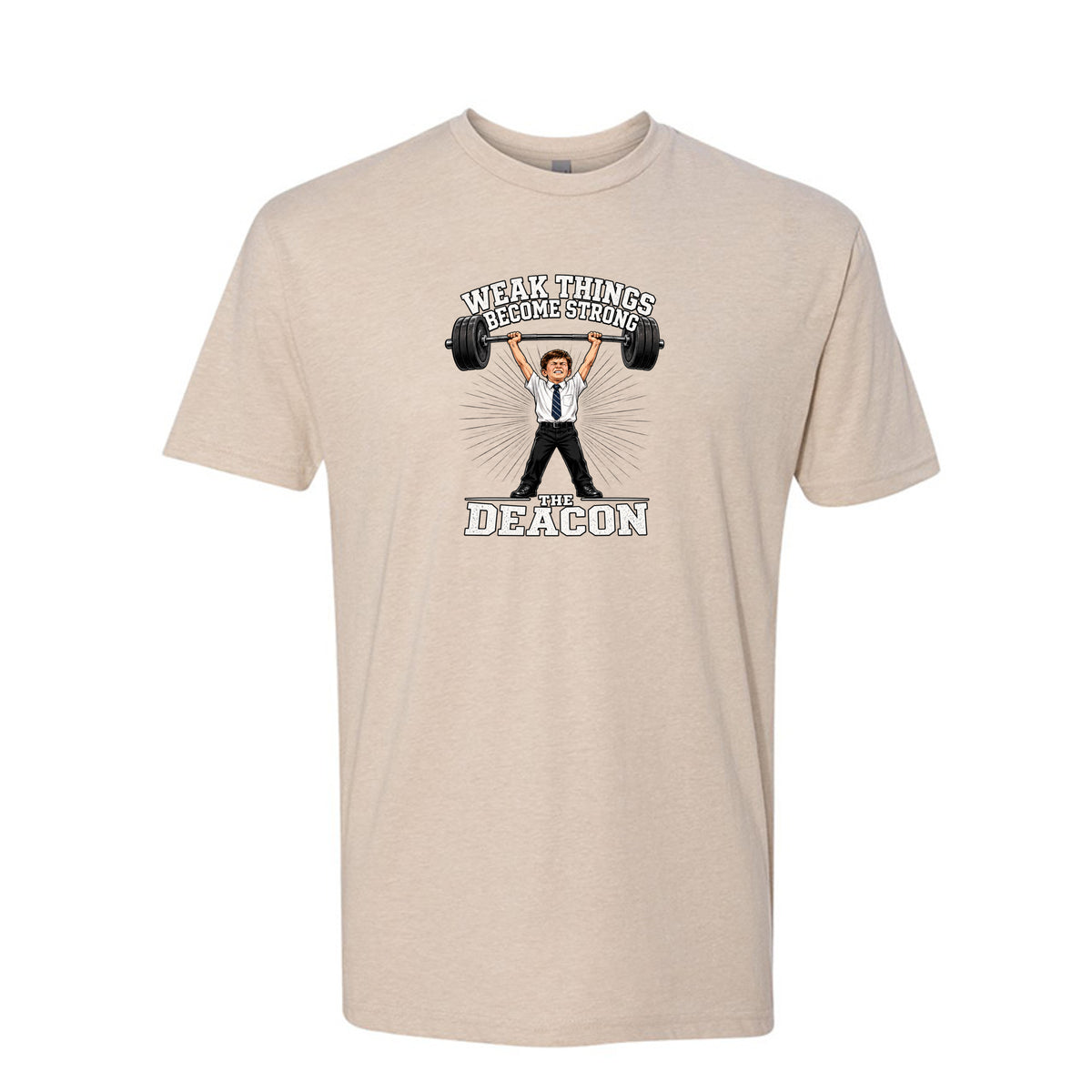 Deacon Weak Thing Becomes Strong LDS t-shirt featuring Ether 12:27 scripture and priesthood theme - product view 4