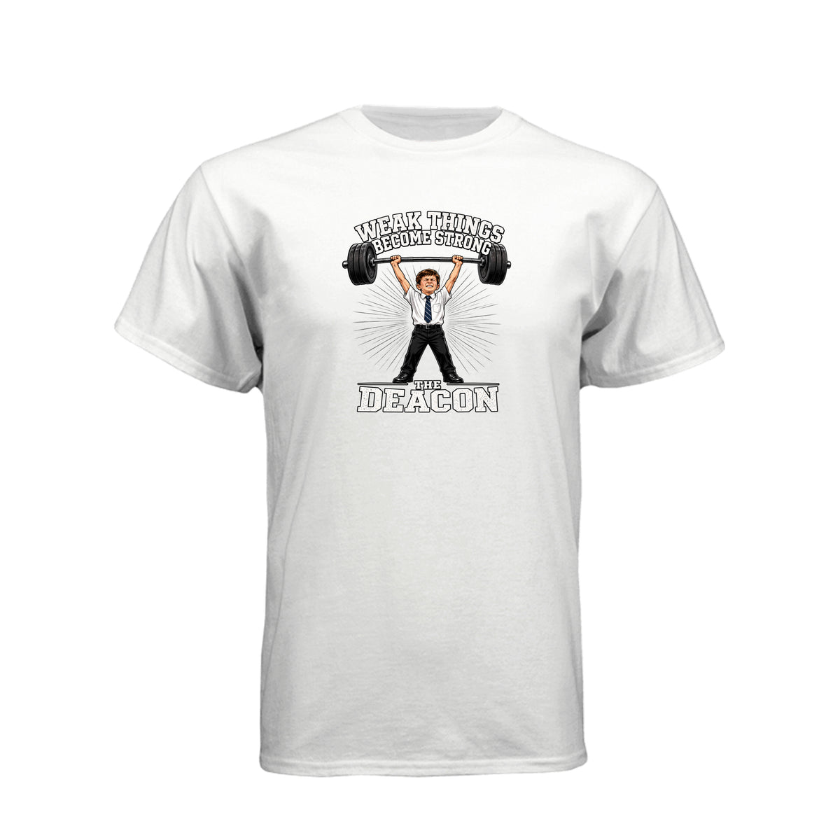 Deacon Weak Thing Becomes Strong LDS t-shirt featuring Ether 12:27 scripture and priesthood theme - product view 7