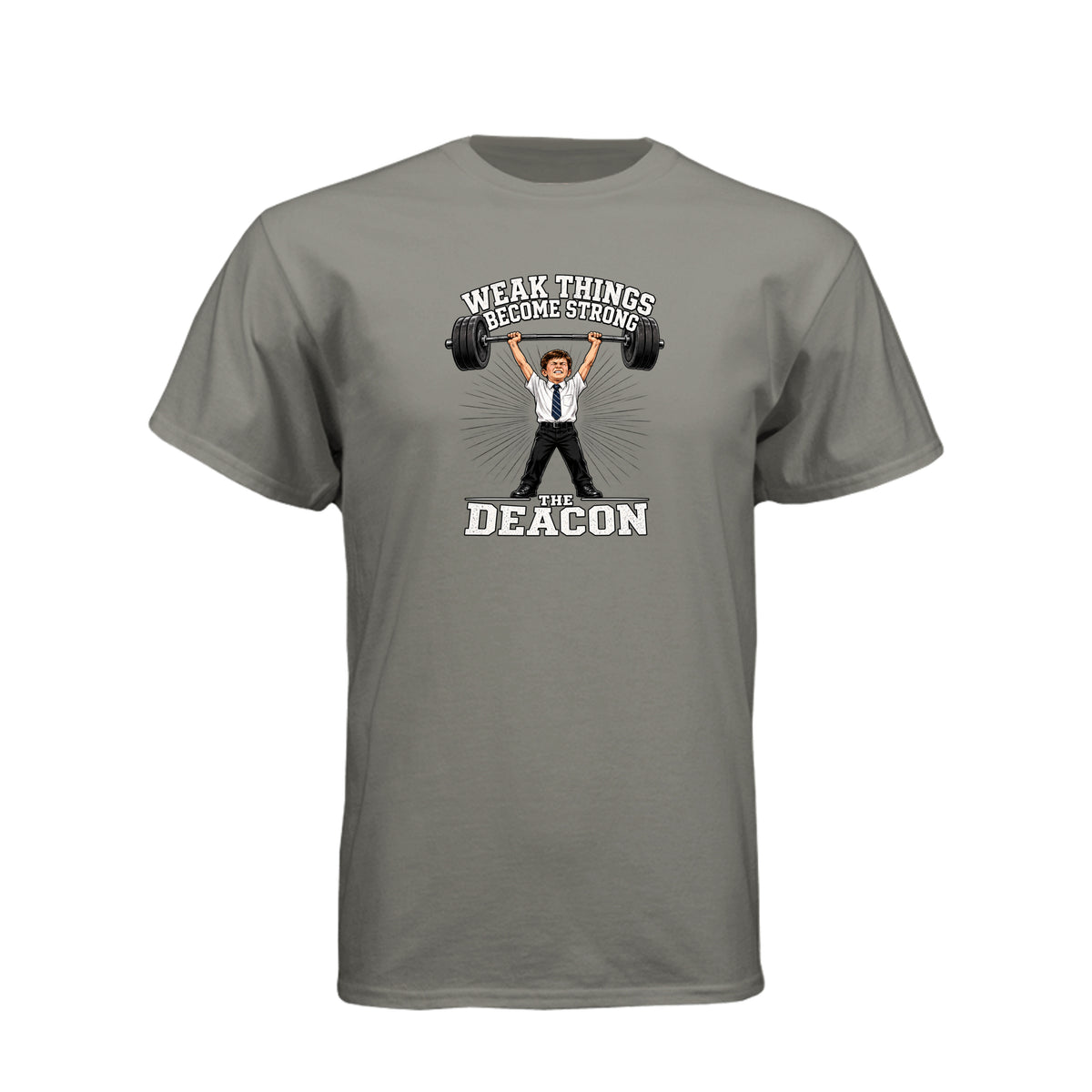 Deacon Weak Thing Becomes Strong LDS t-shirt featuring Ether 12:27 scripture and priesthood theme - product view 8