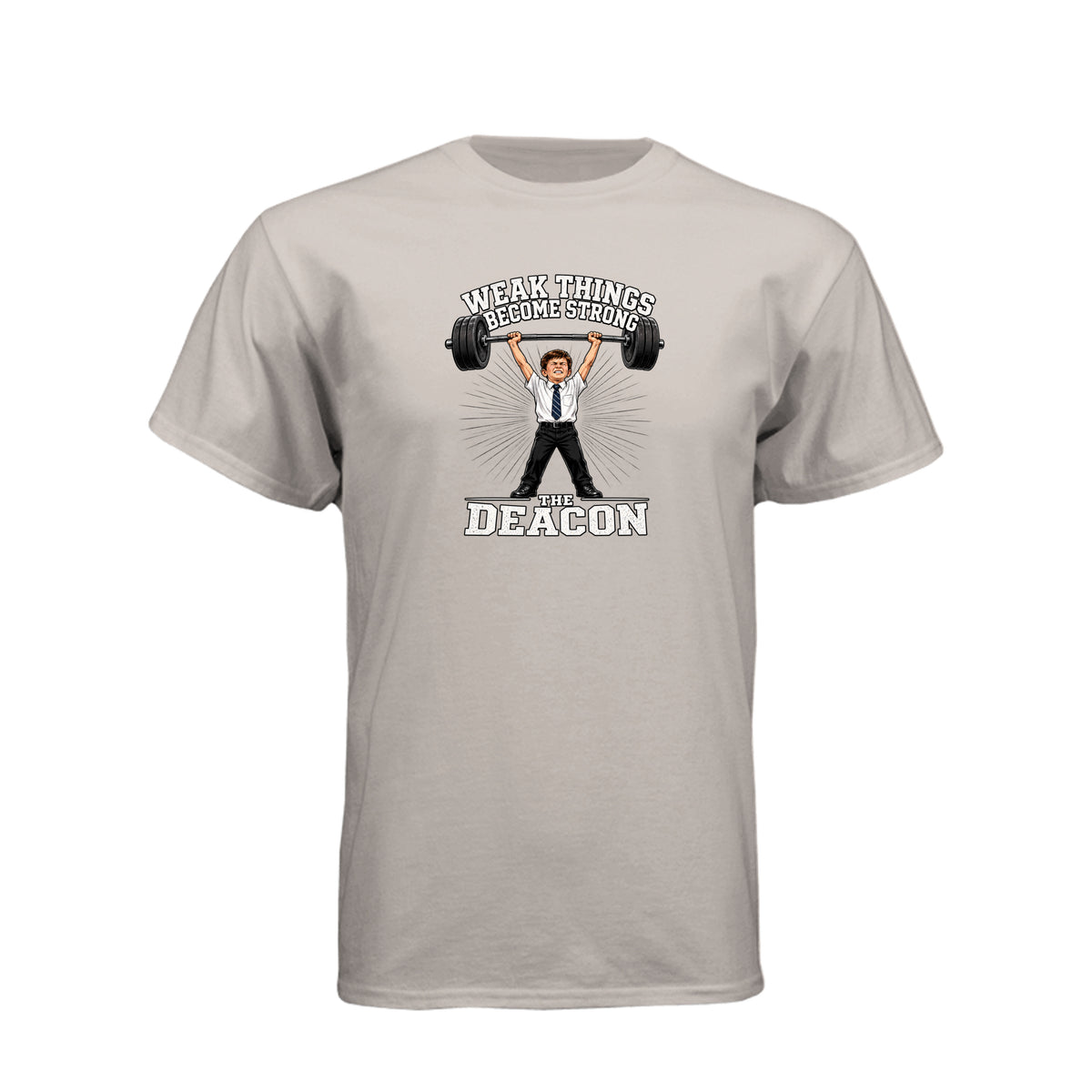 Deacon Weak Thing Becomes Strong LDS t-shirt featuring Ether 12:27 scripture and priesthood theme - product view 10