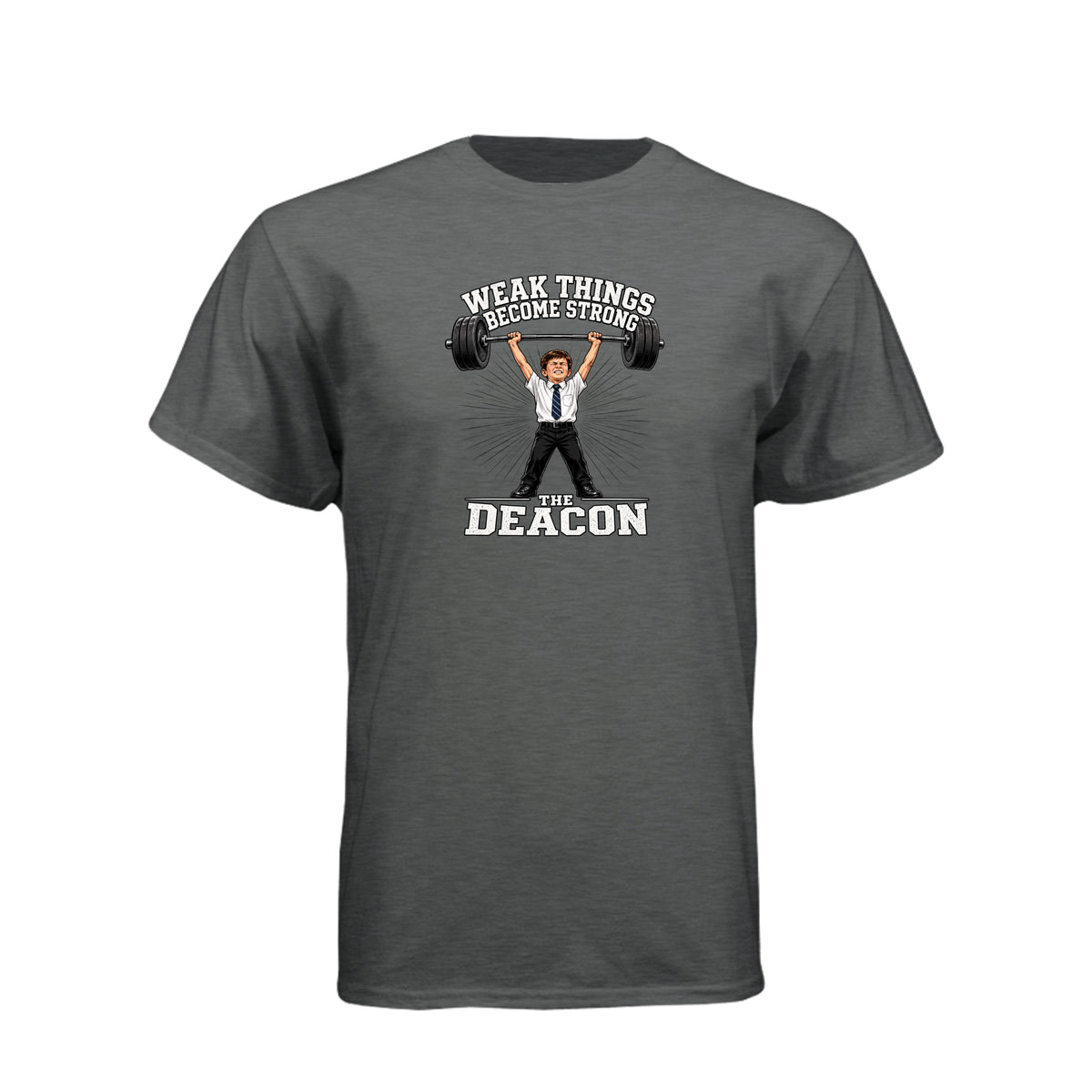 Deacon Weak Thing Becomes Strong LDS t-shirt featuring Ether 12:27 scripture and priesthood theme - product view 13