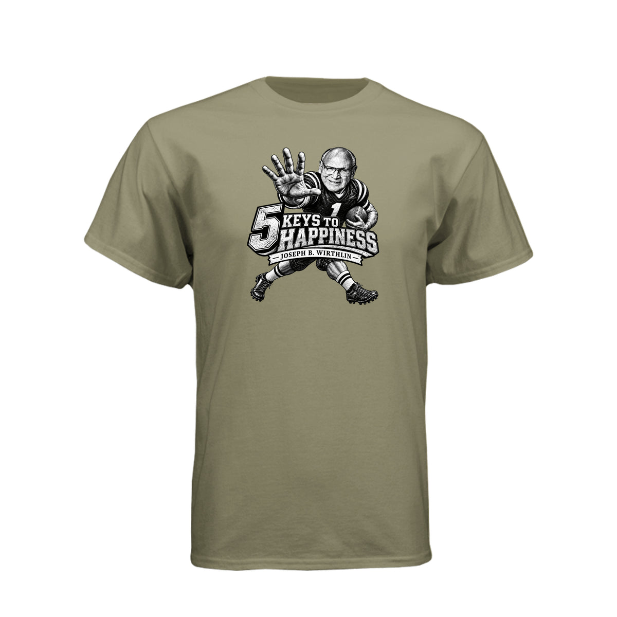 Elder Joseph B. Wirthlin 5 Keys To Happiness LDS t-shirt featuring apostle and happiness teachings - product view 11