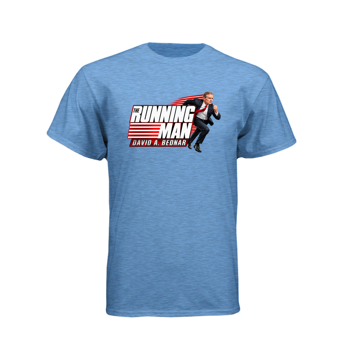 Elder David A. Bednar The Running Man LDS t-shirt featuring apostle and endurance in faith message - product view 2