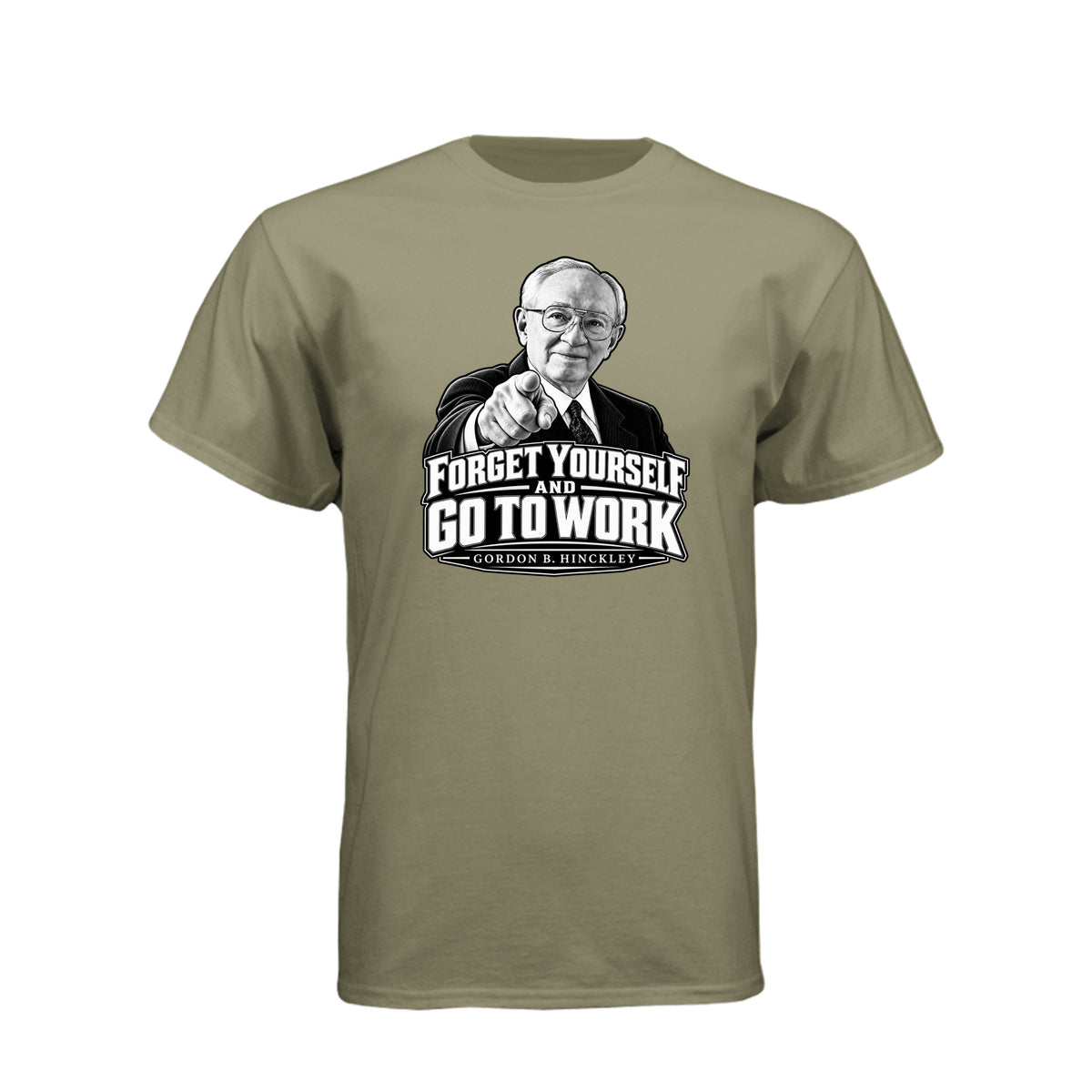 President Gordon B. Hinckley Forget Yourself LDS t-shirt featuring beloved prophet and selfless service message - product view 8