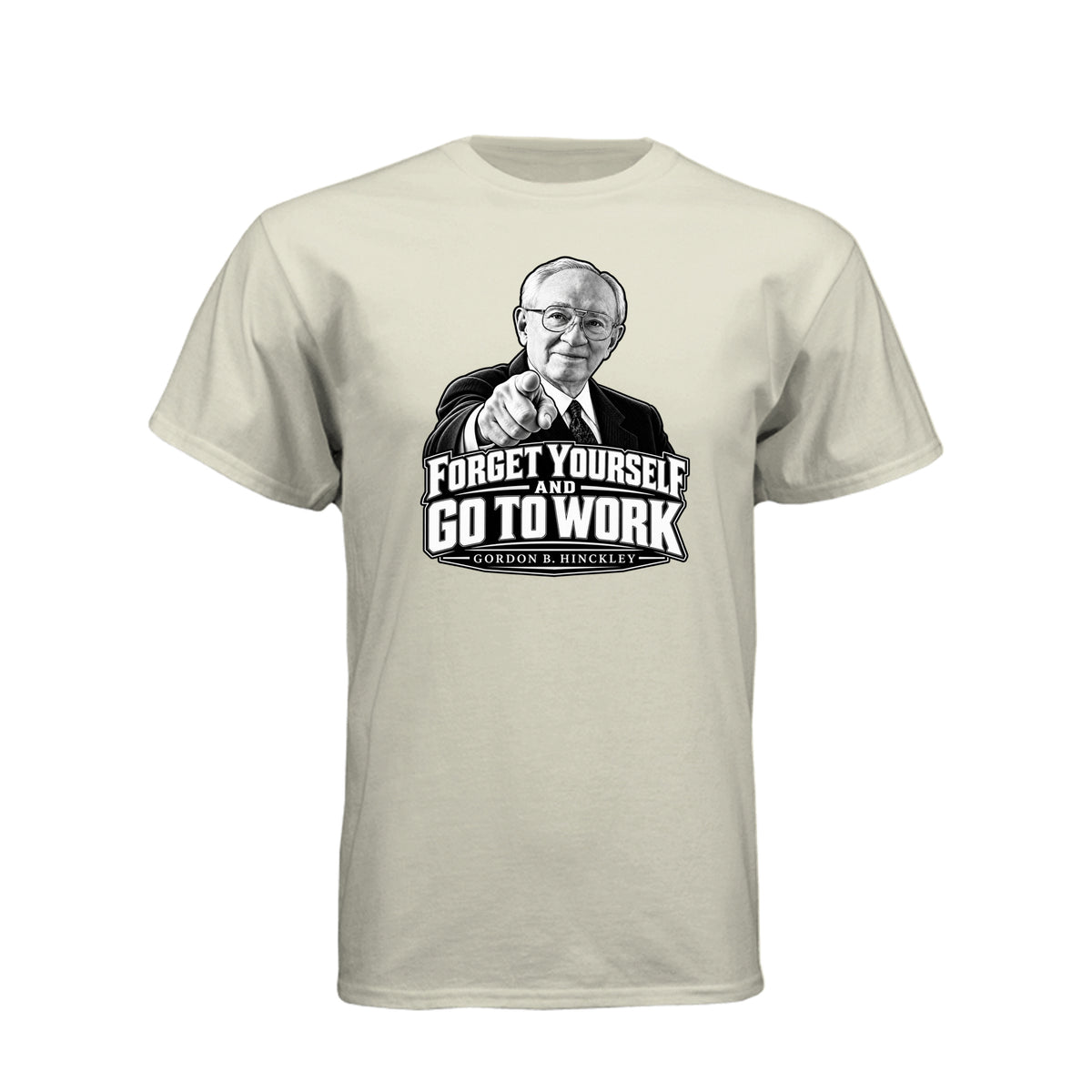 President Gordon B. Hinckley Forget Yourself LDS t-shirt featuring beloved prophet and selfless service message - product view 12