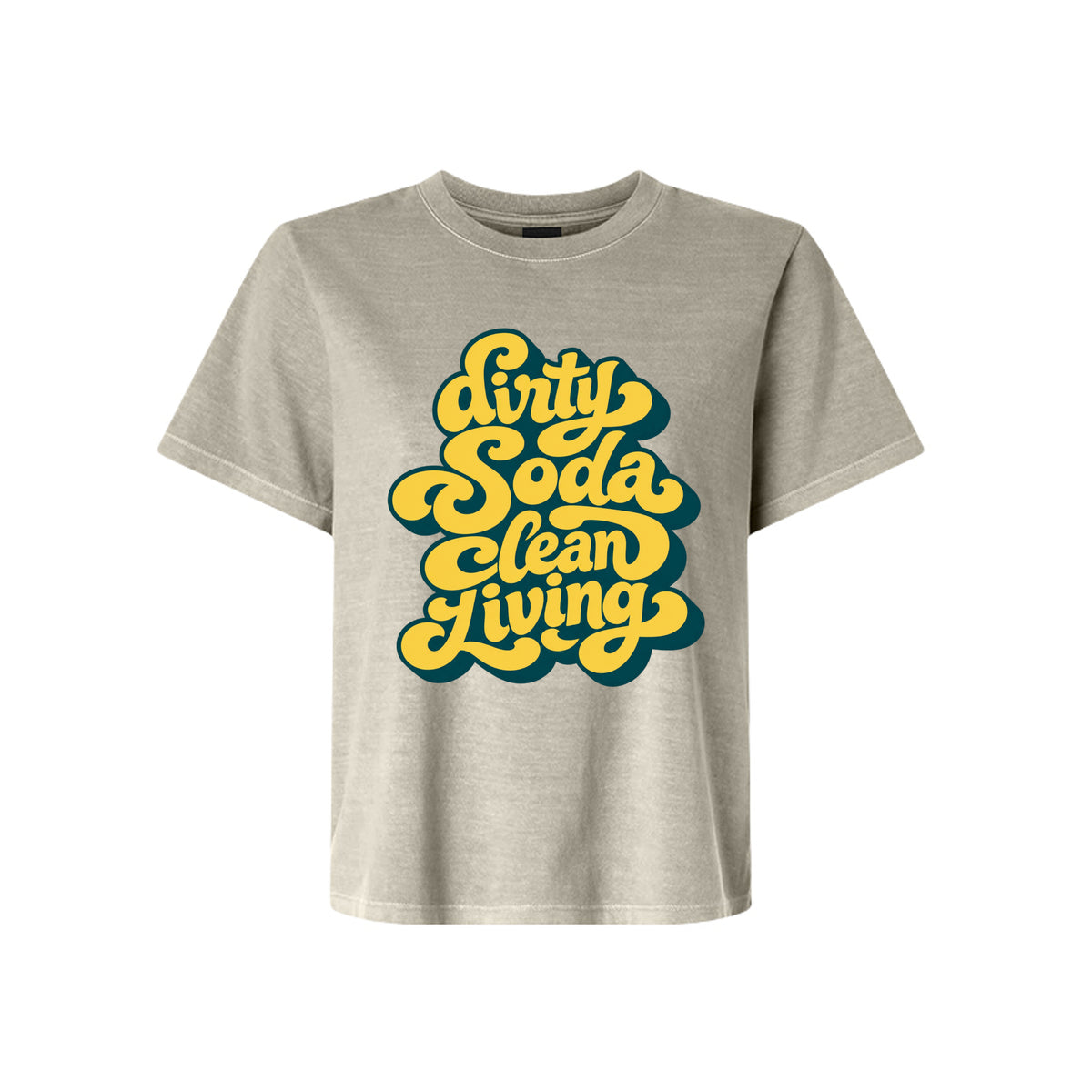 Dirty Soda Clean Living LDS humor t-shirt featuring Utah soda culture and clean living faith message - product view 2
