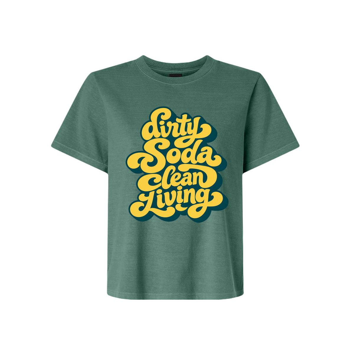 Dirty Soda Clean Living LDS humor t-shirt featuring Utah soda culture and clean living faith message - product view 3