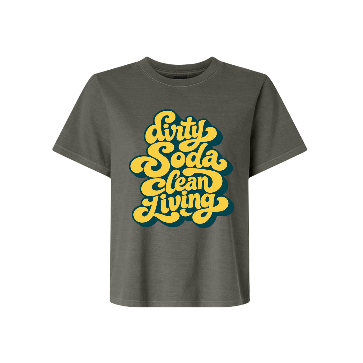 Dirty Soda Clean Living LDS humor t-shirt featuring Utah soda culture and clean living faith message - product view 7