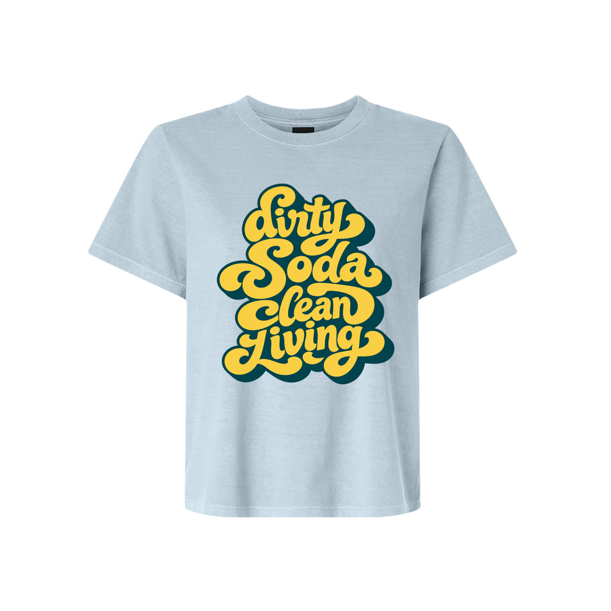 Dirty Soda Clean Living LDS humor t-shirt featuring Utah soda culture and clean living faith message - product view 10