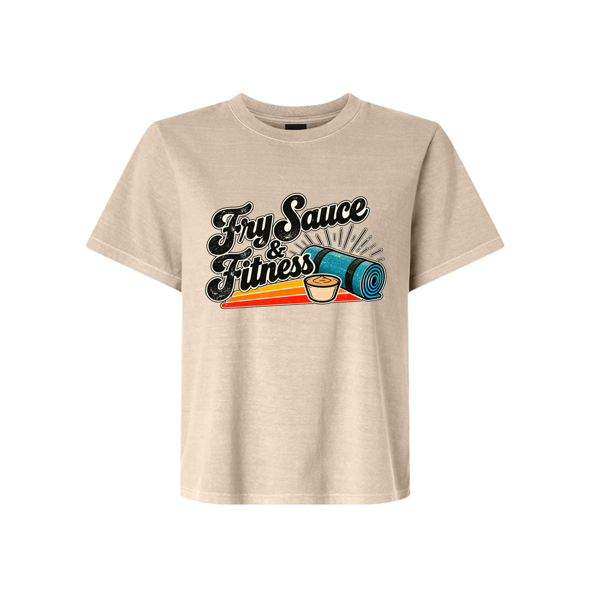 Fry Sauce and Fitness LDS humor t-shirt combining Utah culture and fitness motivation with faith - product view 2