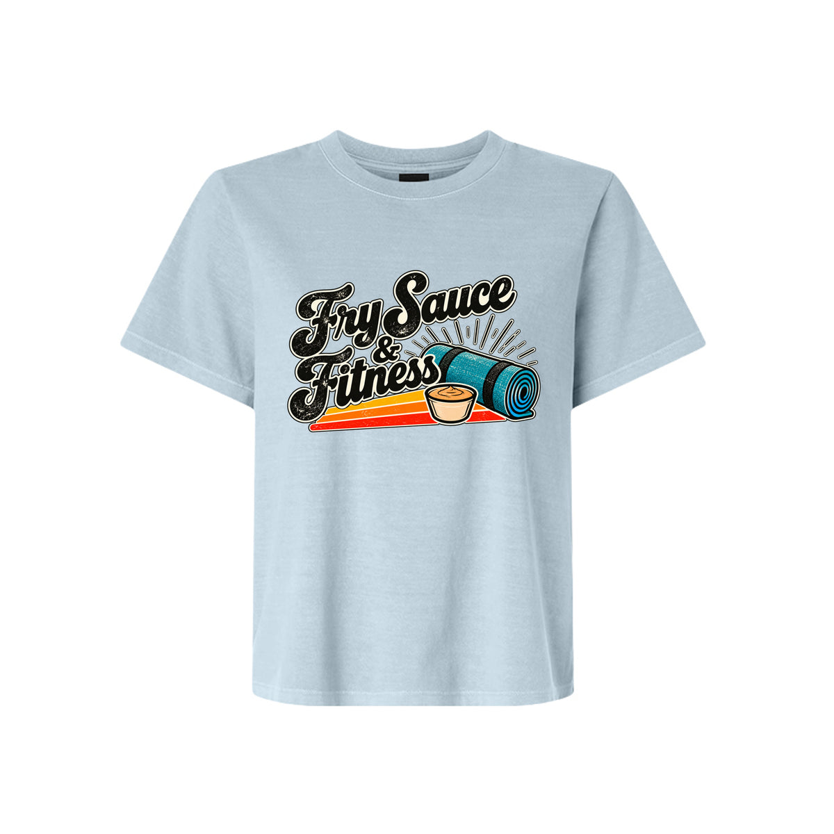 Fry Sauce and Fitness LDS humor t-shirt combining Utah culture and fitness motivation with faith - product view 3