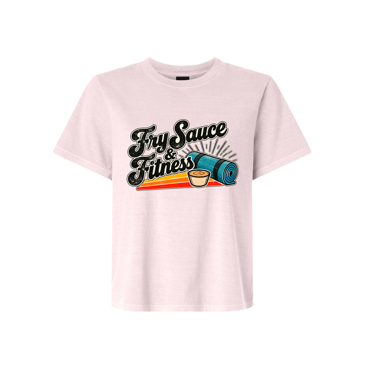 Fry Sauce and Fitness LDS humor t-shirt combining Utah culture and fitness motivation with faith - product view 4