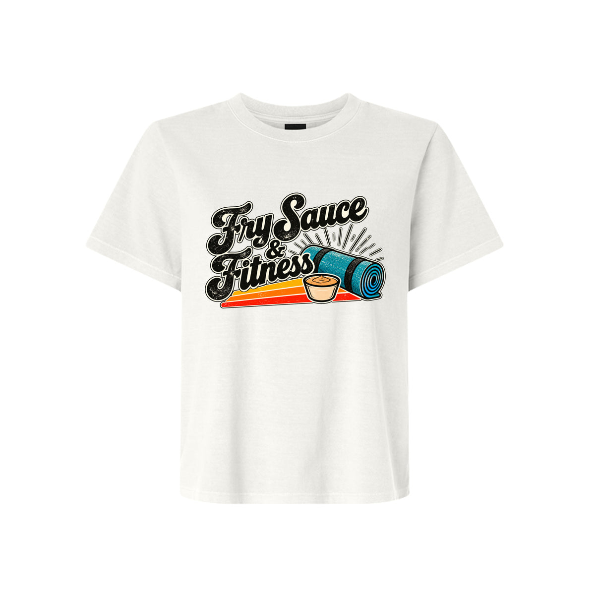 Fry Sauce and Fitness LDS humor t-shirt combining Utah culture and fitness motivation with faith - product view 5