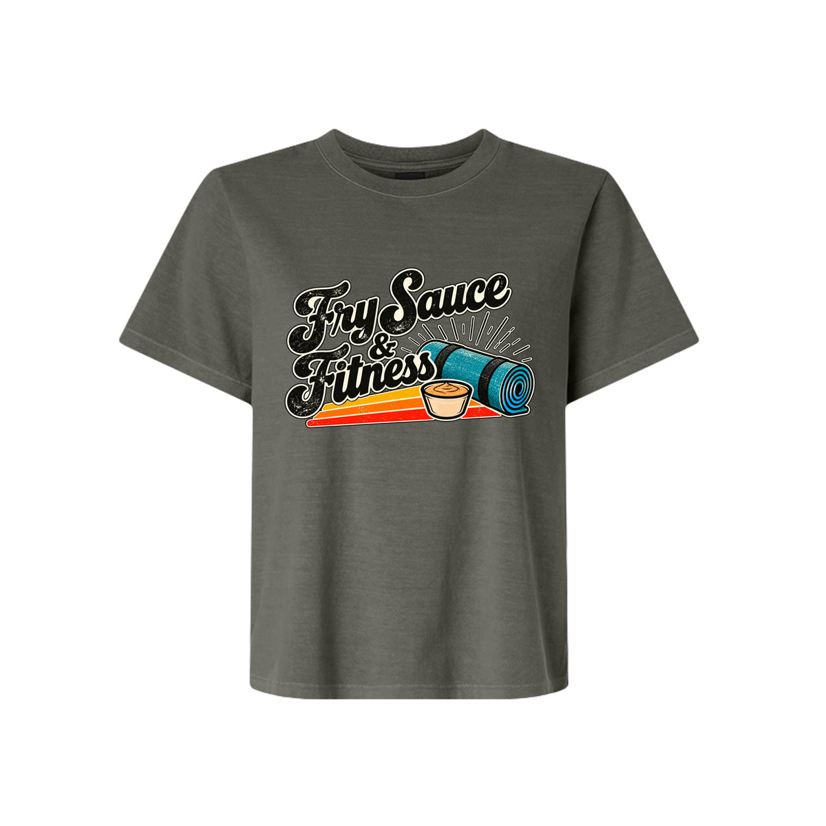 Fry Sauce and Fitness LDS humor t-shirt combining Utah culture and fitness motivation with faith - product view 7