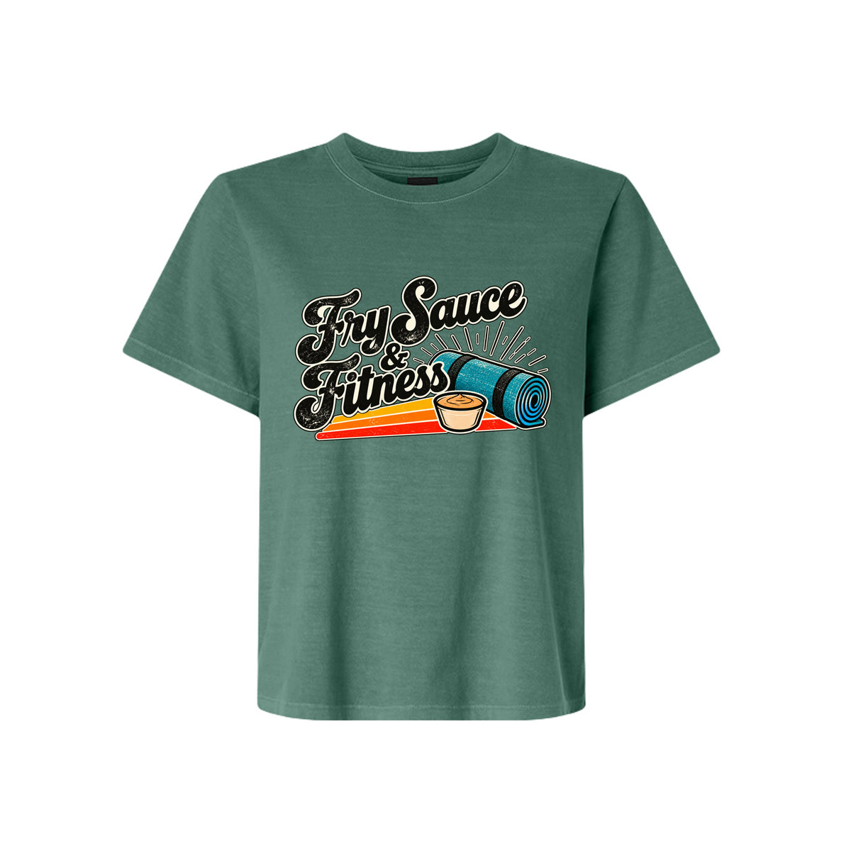 Fry Sauce and Fitness LDS humor t-shirt combining Utah culture and fitness motivation with faith - product view 11