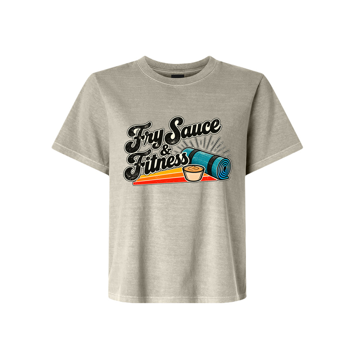 Fry Sauce and Fitness LDS humor t-shirt combining Utah culture and fitness motivation with faith - product view 12