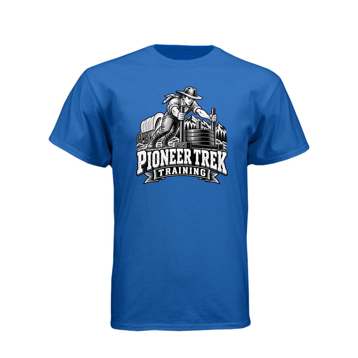 Pioneer Trek Training LDS t-shirt featuring pioneer heritage and physical spiritual preparation humor - product view 12