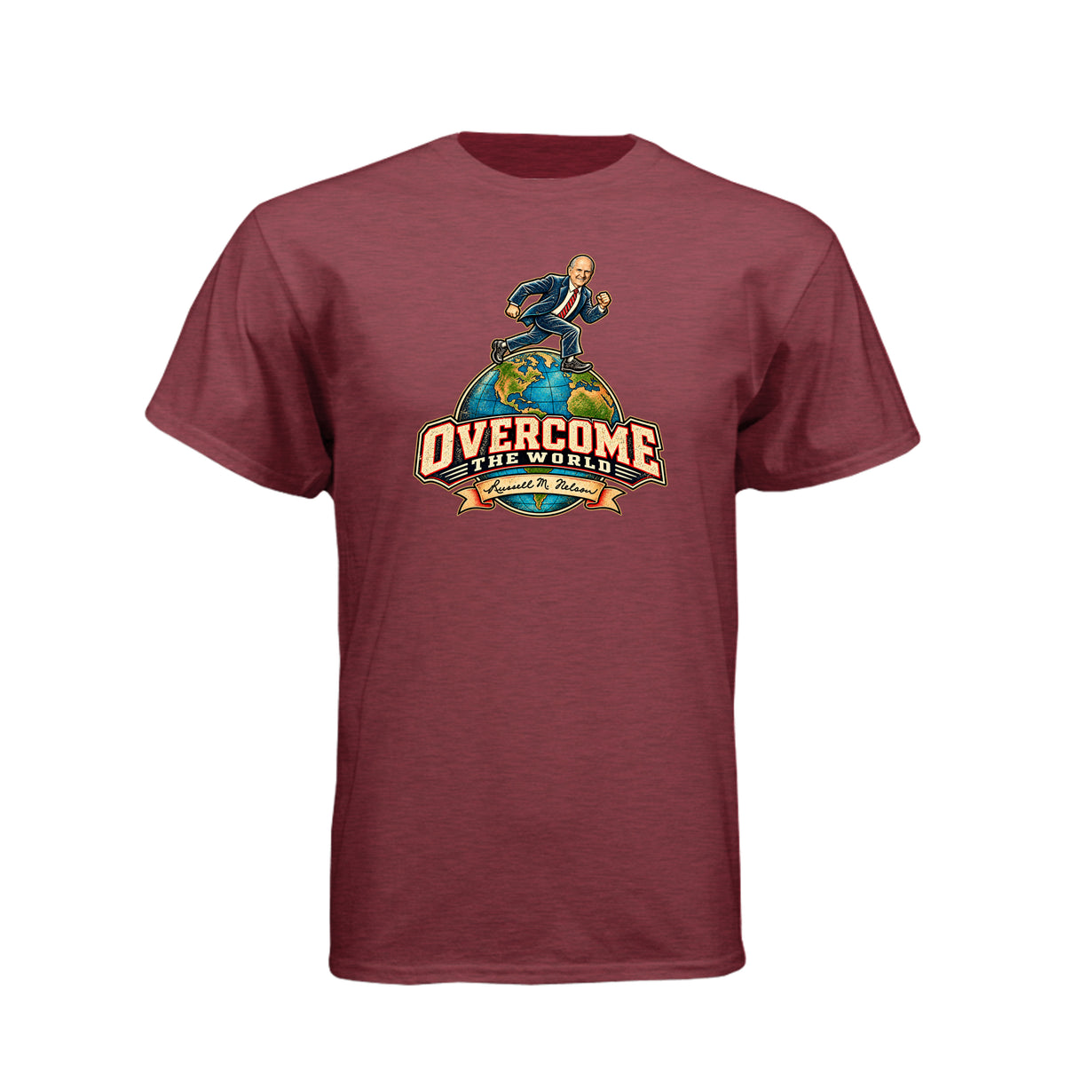 President Russell M. Nelson Overcome The World LDS t-shirt featuring prophet and General Conference message - product view 5