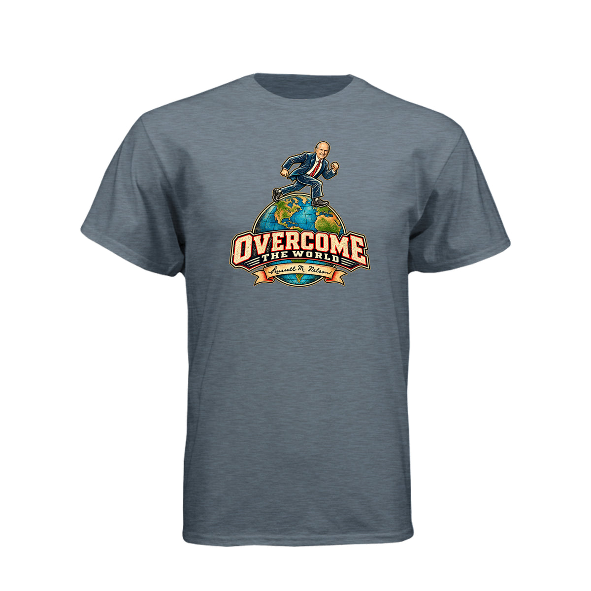 President Russell M. Nelson Overcome The World LDS t-shirt featuring prophet and General Conference message - product view 6