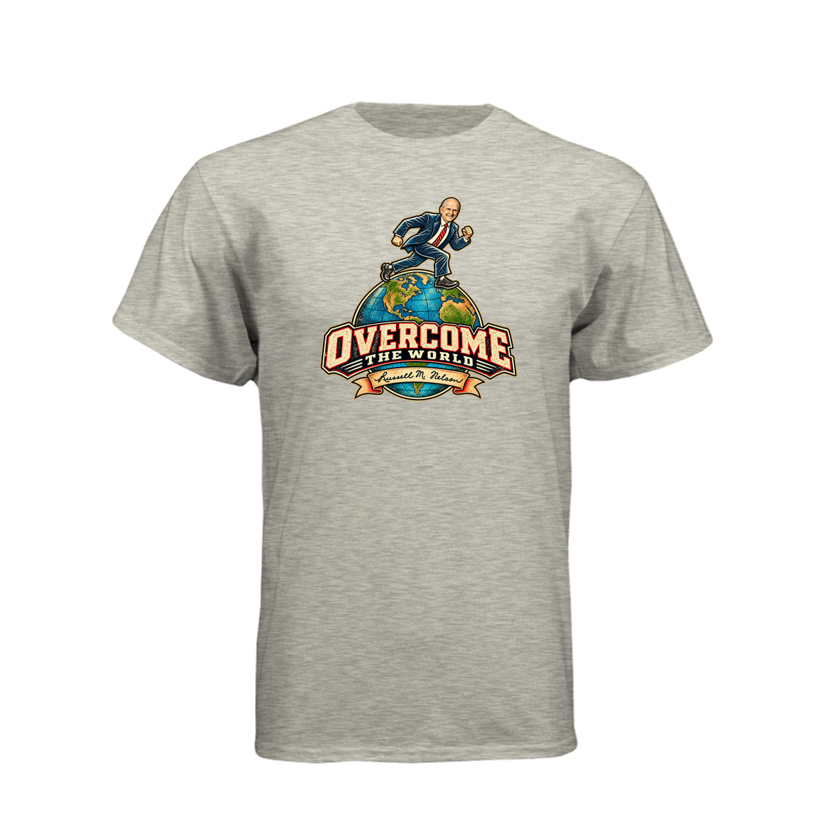President Russell M. Nelson Overcome The World LDS t-shirt featuring prophet and General Conference message - product view 7