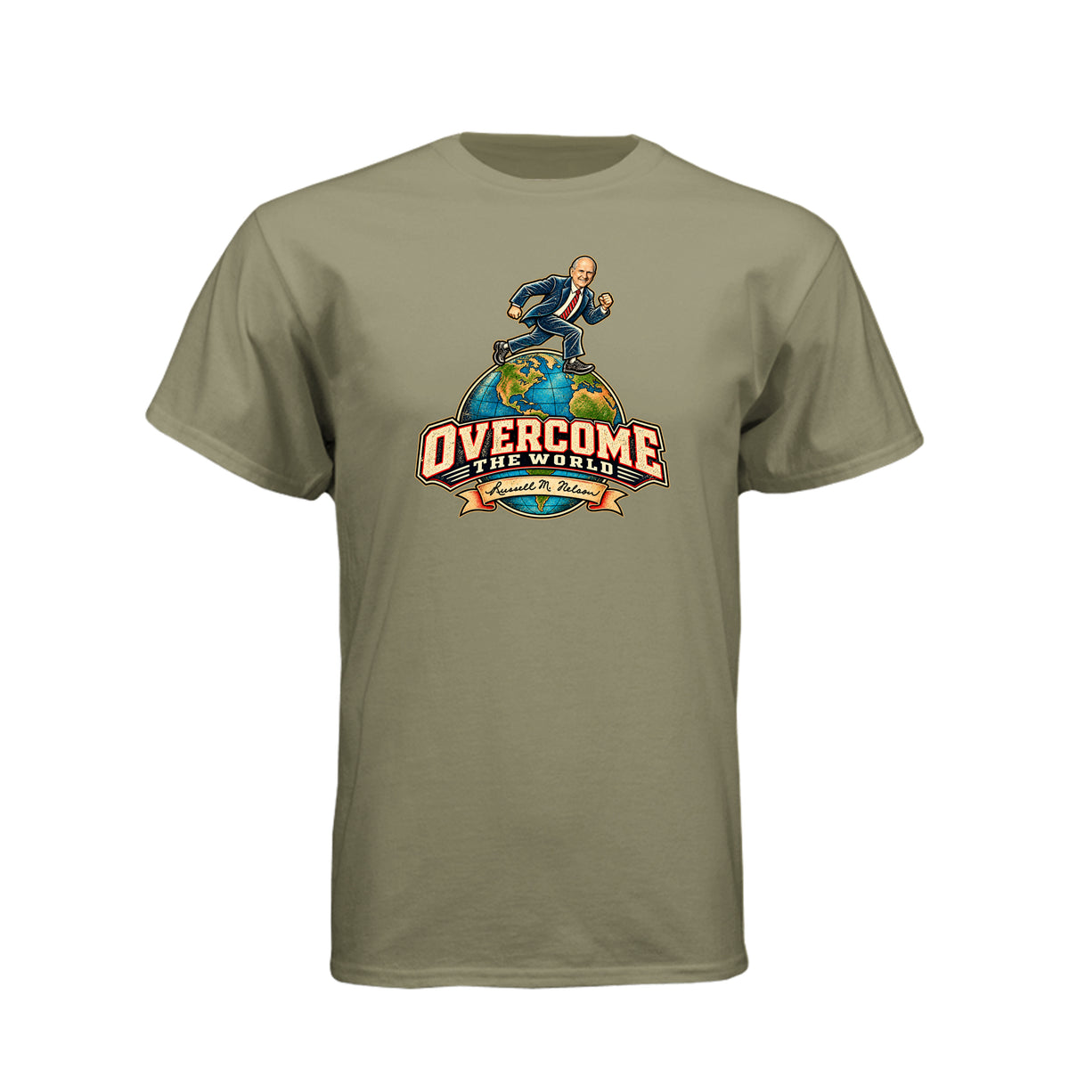 President Russell M. Nelson Overcome The World LDS t-shirt featuring prophet and General Conference message - product view 8