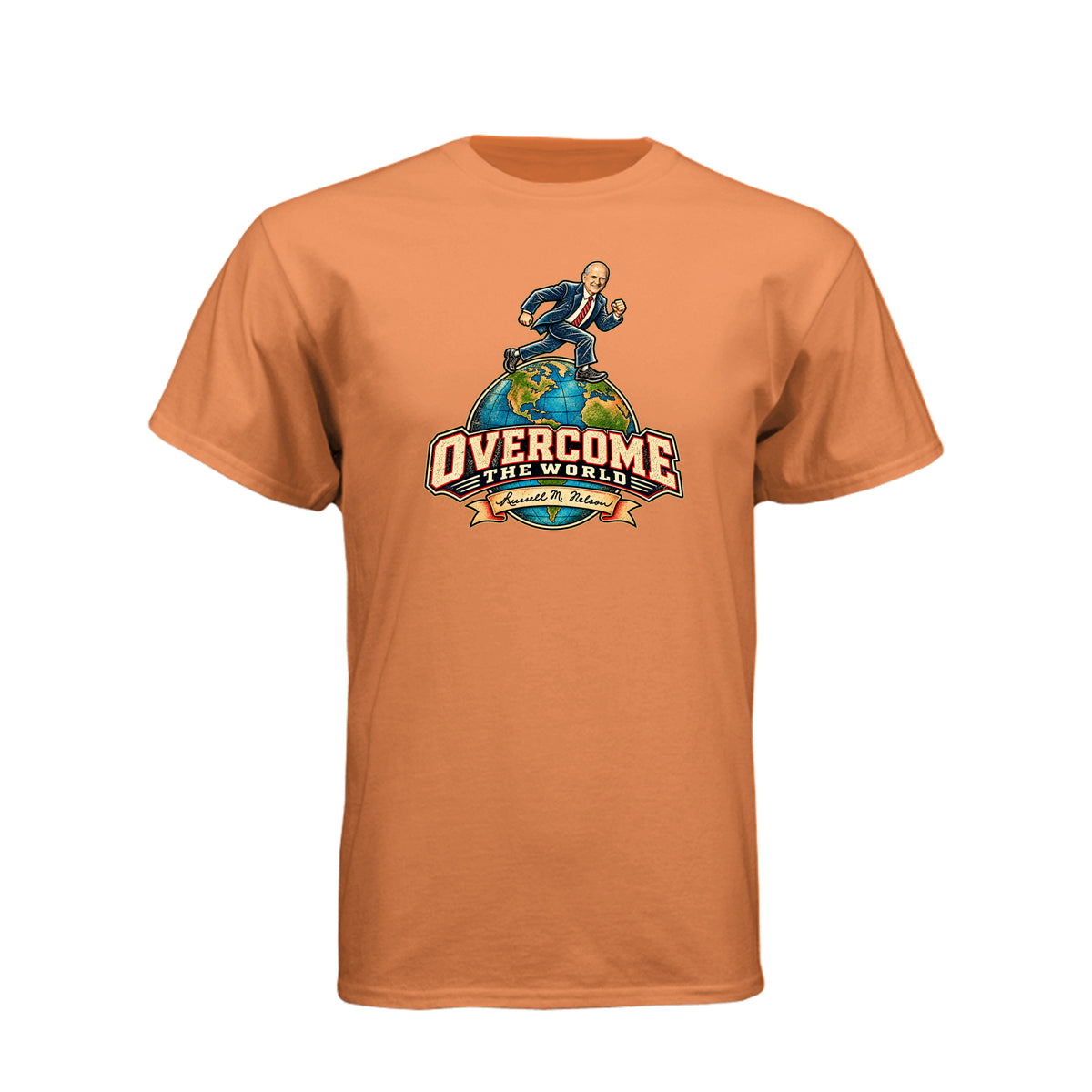 President Russell M. Nelson Overcome The World LDS t-shirt featuring prophet and General Conference message - product view 10
