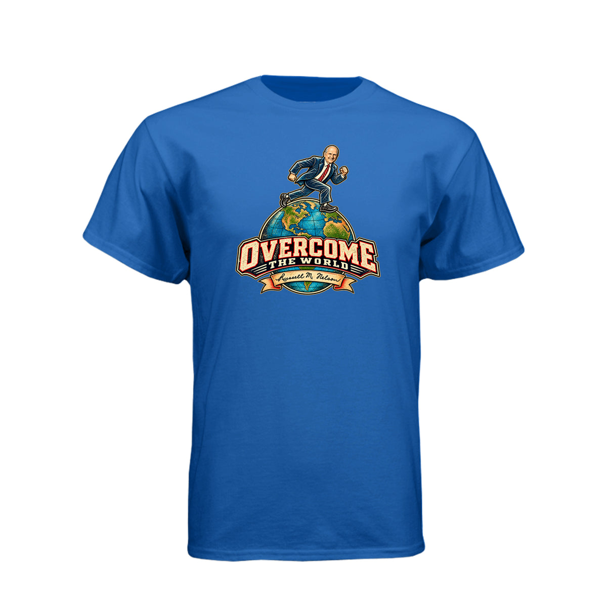 President Russell M. Nelson Overcome The World LDS t-shirt featuring prophet and General Conference message - product view 11