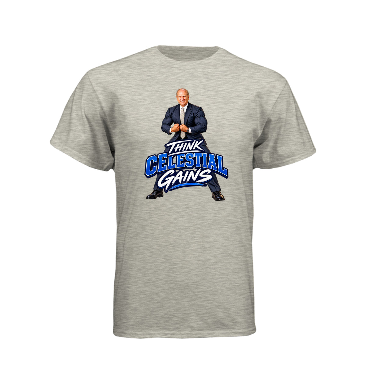 President Russell M. Nelson Think Celestial Gains LDS t-shirt featuring prophet and eternal fitness message - product view 5